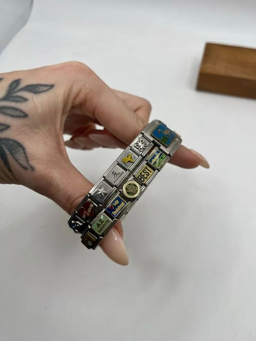 VTG D’linQ Italian Modular Charm Bracelet Stainless Steel Fascini Hawaii Y2K
